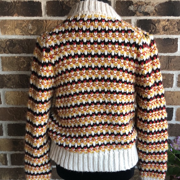 Zara Chunky Knit Puff Sleeve Mock Neck Sweater in Multi Color - Picture 8 of 12